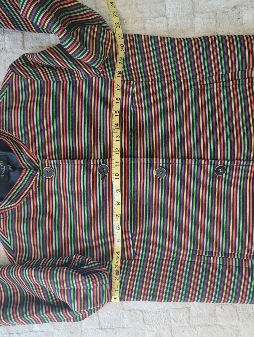 NWT TALBOTS Rainbow Stripe Blazer Mandarin Collar Women's Multicolor Size 16P